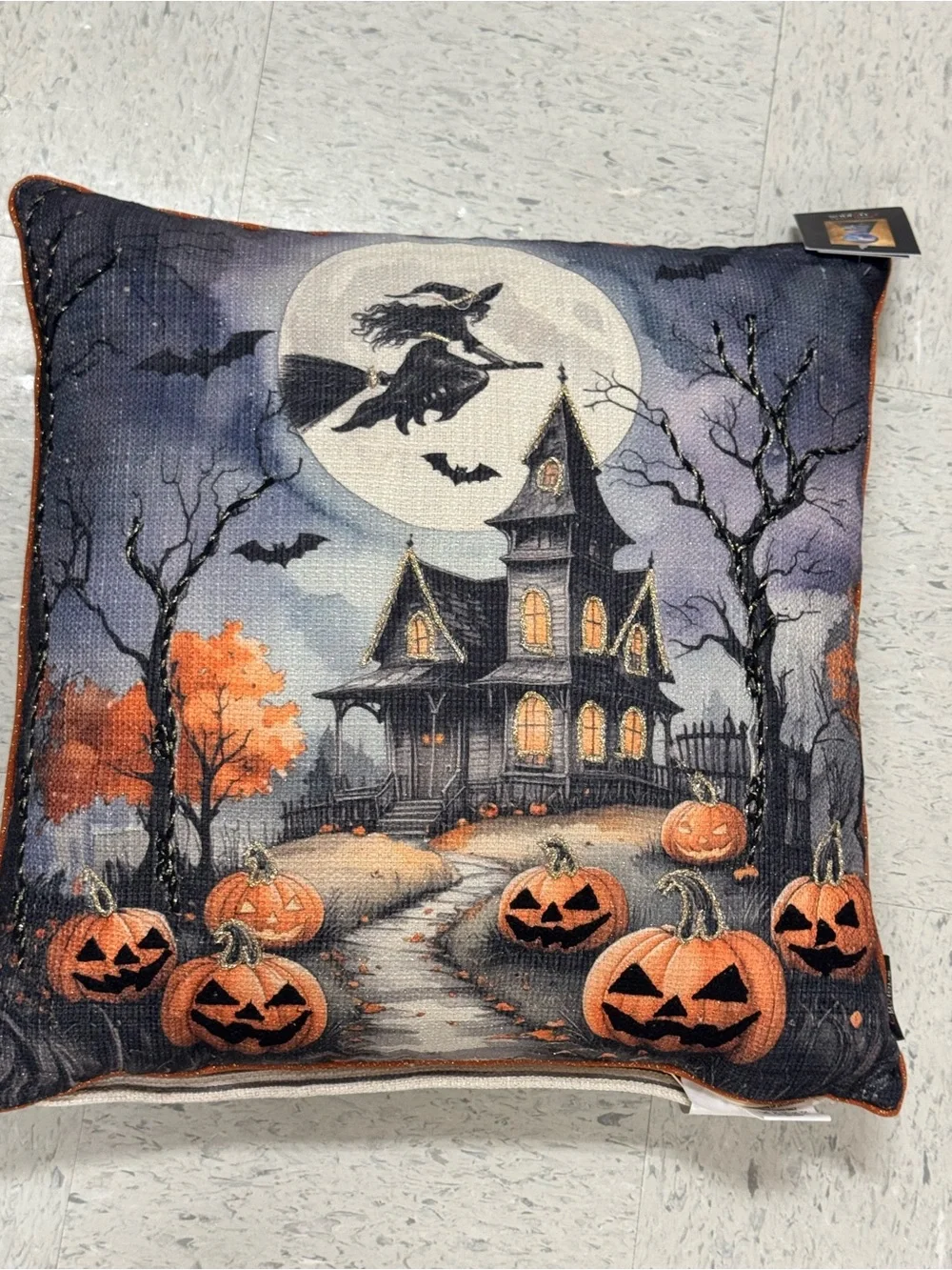 cynthia rowley Halloween Jack-o'-Lantern Haunted House  Pillow